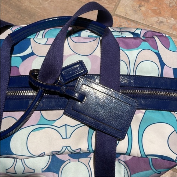 Coach Kyra F77297 Large Duffle Bag Big C Blue, Cream, Purple - Picture 7 of 9